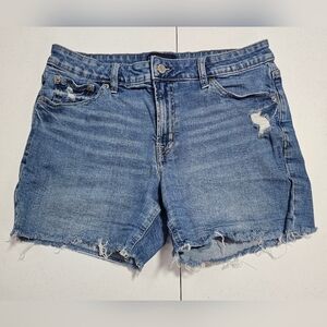 Gap Distressed Blue Denim Mid Rise 5” Cut-Off Shorts